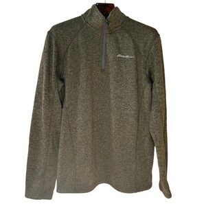 Eddie Bauer 1/4 Zip Radiator Fleece Pullover Sweater Green Heather Size Medium
